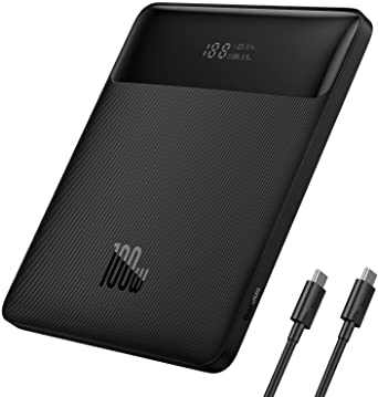 Laptop Power Bank, Baseus 100W USB C Portable Laptop Charger, Super Fast Charging 20000mAh Slim Battery Pack for Laptop, MacBook Air, Dell, IPad, HP, iPhone, Samsung Galaxy, Switch and More (Black)