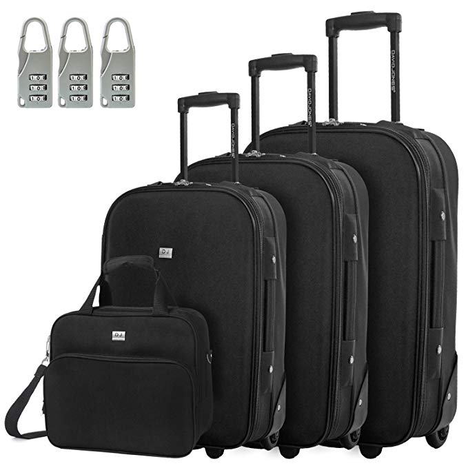 DAVID - JONES INTERNATIONAL.4 Piece Large Family Luggage Set Lightweight Suitcases for Travel