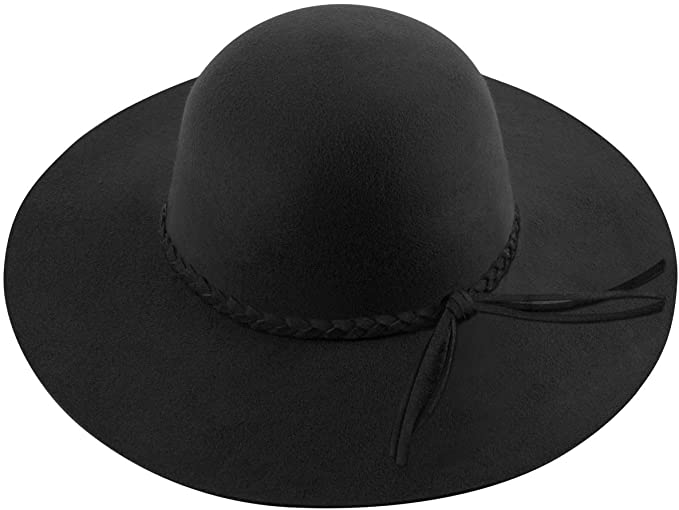 Lanzom Women Lady Retro Wide Brim Floppy Panama Hat Belt Wool Fedora Hat