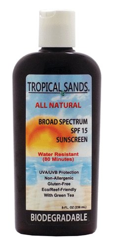 Tropical Sands All Natural Biodegradable Water Resistant Sunscreen - SPF 15 - 8 fl Ounces - Reef Safe!