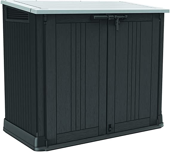 Keter Store-It-Out Prime 4.3 x 2.3 Foot Resin Outdoor Storage Shed with Easy Lift Hinges, Perfect for Trash Cans, Yard Tools, and Pool Toys, Black