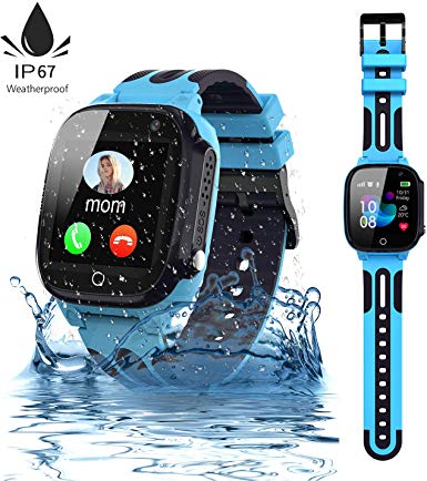 Jslai Kids Smart Watch Phone,LBS Tracker Waterproof Smartwatch for 3-12 Boys Girls with SOS Call Camera Touch Screen Game for Childrens Gift Holiday Learning Toys (Q15-Blue)