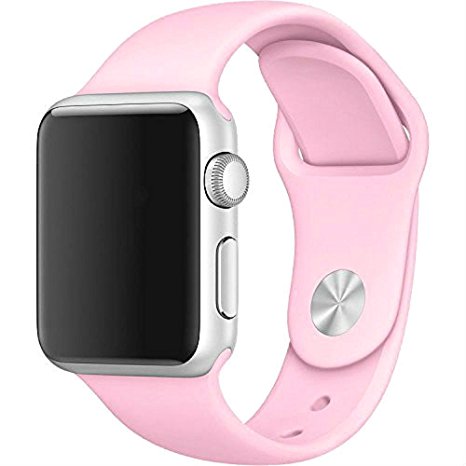 Yearscase 38MM Soft Silicone Sport Replacement Band for Apple Watch Series 1 2 3, M/L Size - Pink Sand