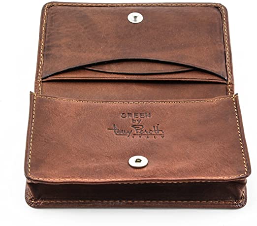 Slim Business Card Case Holder Wallet Credit Card Slot Pockets Italian Leather