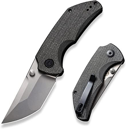 CIVIVI Thug 2 Pocket Knife for EDC, Matthew Christensen 2.69inch Nitro-V Blade Micarta Handle with Thumb Stud and Reversible Pocket Clip, Folding Knife for Utility Hiking Camping Fishing Work Outdoor C20028C-3