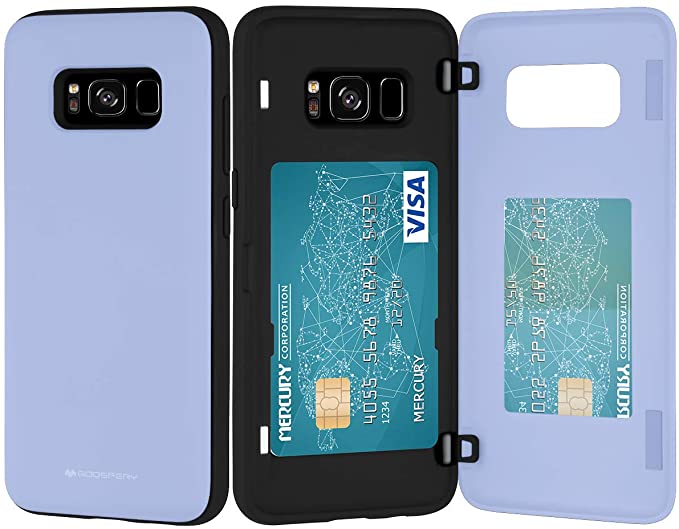 Goospery Galaxy S8 Wallet Case with Card Holder, Protective Dual Layer Bumper Phone Case (Lilac Purple) S8-MDB-PPL