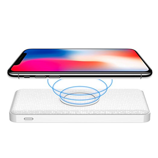 Yoobao 5000mAh Qi Wireless Charging Power Bank Portable External battery Pack for iPhone X/ 8/ 8 plus, LG G6/ G3, Samsung Note 8/ S8/ S8 Plus/S7/S6 Edge, Nexus 7/ 6/ 5, Lumia 1020 and More - White