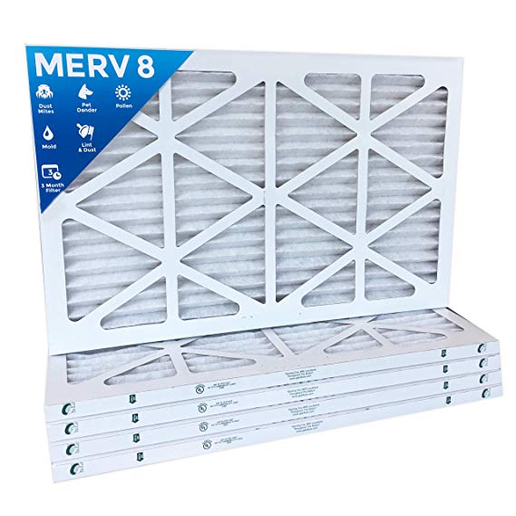 16x20x1 Merv 8 Pleated AC Furnace Air Filters. Box of 6