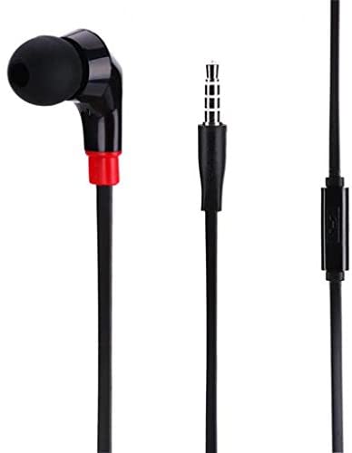 Compatible with Stylo 4 Plus - Premium Flat Wired Headset Mono Hands-Free Earphone w Mic Single Earbud Headphone Earpiece in-Ear [3.5mm] [Black] for LG Stylo 4 Plus