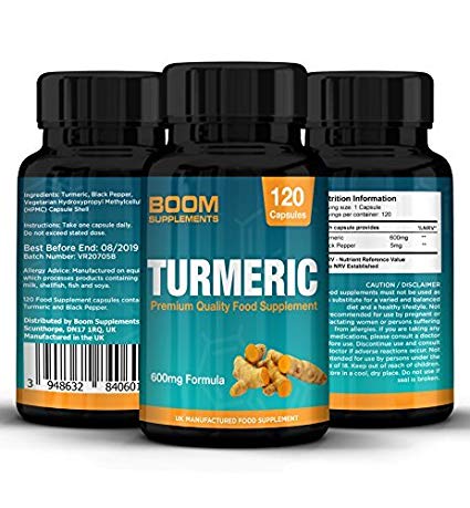 Tumeric Curcumin Supplement with Bioperine | Tumeric with Black Pepper Capsules 600mg Max Strength | 120 Turmeric Capsules | 4 Full Month Supply | Safe and Effective