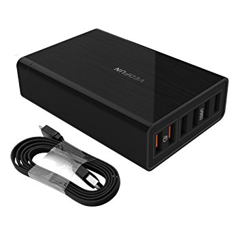 [Quick Charge 3.0] VEDFUN TurboCube D620 60W 6-Port Multi Port Desktop Charging Station, Fast USB Charger for HTC One M8/M9/A9,LG G4/G5,Galaxy S7/S6/Edge/Edge Plus,Note 4/5/7,iPhone, iPad and More