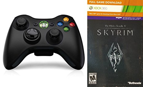 Microsoft Xbox 360 Wireless Controller with Elder Scrolls V: Skyrim Download Card (Bulk Packaging)