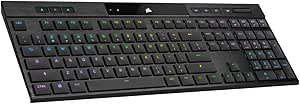 Corsair K100 AIR Wireless RGB Mechanical Gaming Keyboard - Ultra-Thin, Sub-1ms Slipstream , Low-Latency Bluetooth, Cherry MX Ultra Low Profile Keyswitches - NA Layout, QWERTY - Black (Renewed)