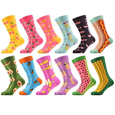 WeciBor Men's Dress Party Crazy Colorful Funny Cotton Crew Socks Packs