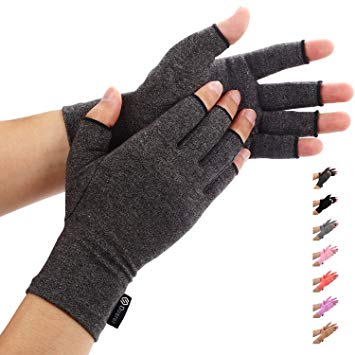 Duerer Arthritis Gloves Women Men for RSI, Carpal Tunnel, Rheumatiod, Tendonitis, Fingerless Hand Thumb Compression Gloves Small Medium Large XL for Pain Relief (Large, Black)