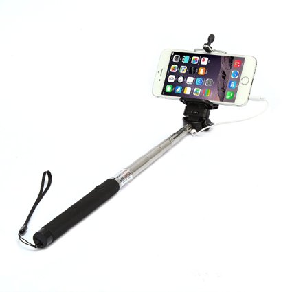 [2015 New Version Free Charging Monopod Selfie Stick] BenGoo Extendable No Charger Charging Free No Bluetooth 3.5mm Wired Remote Control Cable Control Selfie Stick Selfie Handheld Stick Monopod Extendable Handheld Pole Holder with Adjustable Phone Holder Mount Holder For iPhone 6 Plus iPhone 6 iPhone 5S iPhone 5C 5 iPhone 4S/ Samsung Galaxy S5 Galaxy S4 S3 S2/ Samsung Galaxy Note 4 Note 3 Note 2 Note 1/ Sony Xperia Z1 Z2 Z3 and Other Smart Phone Screen Below 5.5 inch-Black