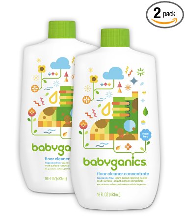 Babyganics Floor Cleaner Concentrate, Fragrance Free, 16oz Bottle (Pack of 2)