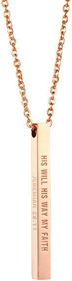 Joycuff Christian Gifts for Women Vertical Bar Necklace Stainless Steel Jewelry Christmas