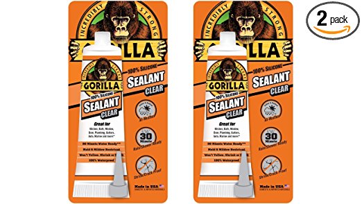 Gorilla 100 Percent Silicone Sealant Caulk (2 Pack), 2.8 oz, Clear