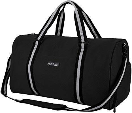apollo walker Water Resistant Sports Gym Duffel Bag with Shoes Compartment Travel Weekender Bag 45L for Men Women, Black