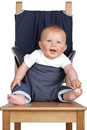 Totseat Chair Harness: The Washable and Squashable Travel High Chair in Denim