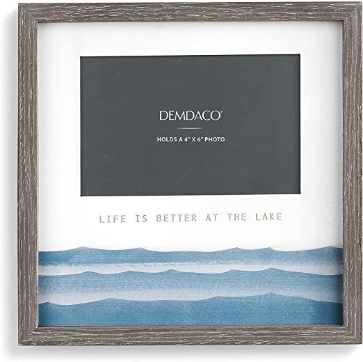 Demdaco Life is Better at the Lake Blue 9.5 x 9.5 Wood Tabletop Picture Frame