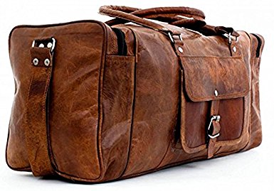 Leather Travel Duffel Messenger Shoulder Gym Holdall Luggage Bags For Men And Women