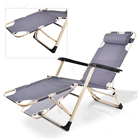 Livebest Outdoor Reclining Lounge Adjustable Back Folding Chairs Yard Beach