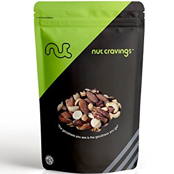 Nut Cravings Mixed Nuts – 100% All Natural Raw Walnuts With Roasted & Salted Almonds, Cashews, Brazil Nuts & Hazelnuts – 32 Ounce