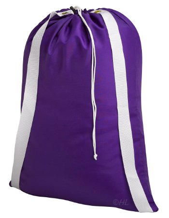 Handy Laundry, Backpack Laundry Bag, Commercial Grade, Made in USA, 22" X 28",Purple