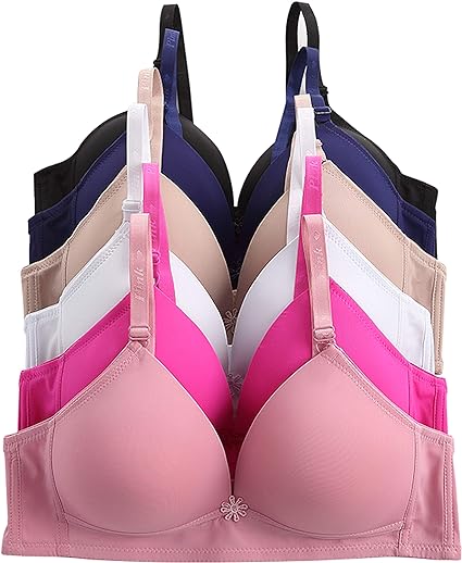 Women Bras 6 Pack of Basic No Wire Free Wireless Bra B Cup C Cup