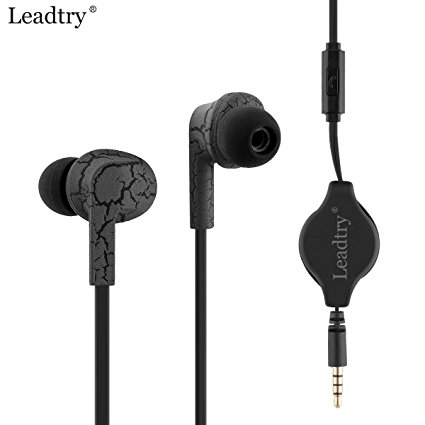 Leadtry SS-2 Retractable Headset In-Ear Sport Stereo Earbud Headphones Dynamic Crystal Clear Sound Ergonomic Comfort-fit Noise Insulating Built-in Mic Earphone (gray)