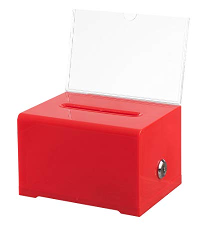 Adir Acrylic Donation & Ballot Box with Lock (6.25" X 4.5" X 4") - Red