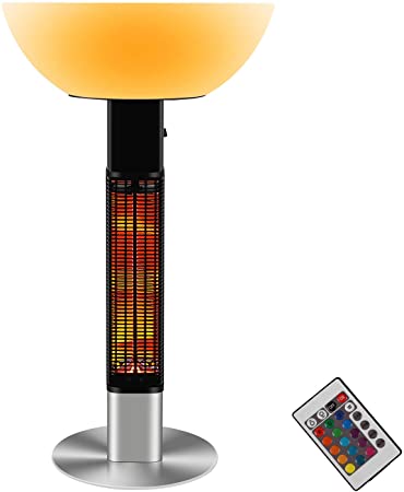 Kismile Outdoor/Indoor Electric Patio Heater, 1500W Freestanding Infrared Heater with Adjustable LED Light,Remote Control for for Patio,Lawn and Garden