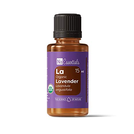 N8 Essentials Certified Organic Lavender Essential Oil for Anti-Stress and Anti-Anxiety, 15 ml