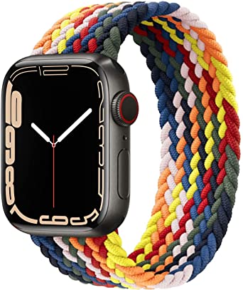 GBPOOT Sport Watch Bands Compatible With Braided Solo Loop Apple Watch Band 38mm 40mm 41mm 42mm 44mm 45mm,Soft Stretchy Braided Wristband for Iwatch Series 1/2/3/4/5/6/7/SE,Colorful-42/44/45mm#7