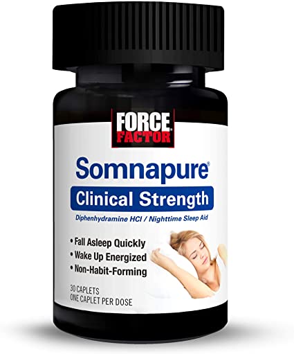 Force Factor Somnapure Clinical Strength Sleep Aid, 1 Doctor-Recommended Sleeping Pill Ingredient, Fall Asleep Quickly, Non-Habit-Forming, 30 Count
