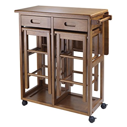 Winsome Wood Space Saver with 2 Stools, Square