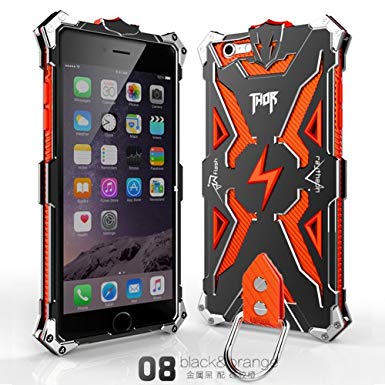 Iphone 6 Plus 6s Plus Case, Lwang Outdoor Sports Strong Protective Case for Iphone 6 Plus 6s Plus,[tempered Glass Screen Protector][silicone Case][aviation Aluminum Cover] (Thor Black/orange)