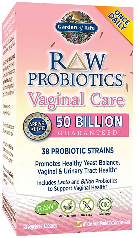 Garden of Life - RAW Probiotics Women's Vaginal Care - Acidophilus Probiotic Promotes Yeast Balance, Vaginal and Urinary Tract Health - Gluten, Soy, GMO-Free - 30 Vegetarian Capsules (Shipped Cold)