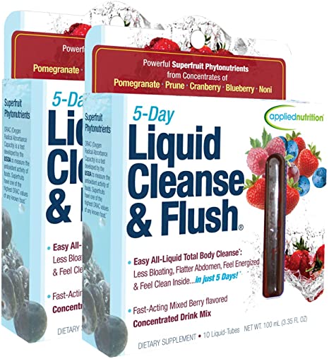 Applied Nutrition 5-Day Liquid Cleanse & Flush,10-Twist Tubes Box 3.3D fl oz Each (Pack of 2)