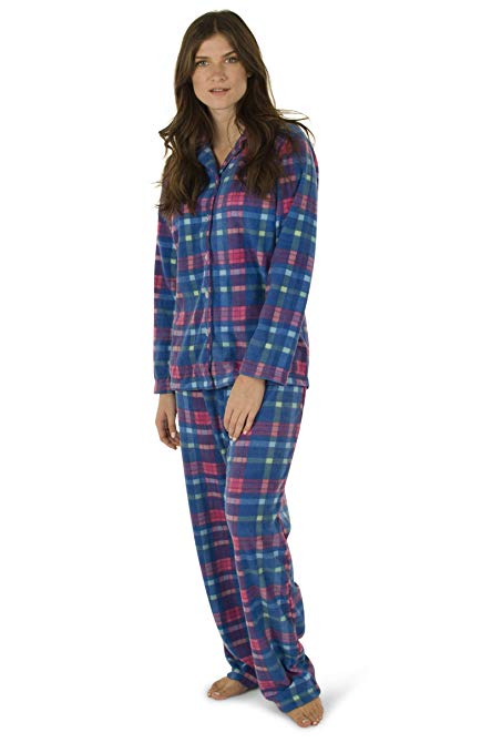 Totally Pink Women's Warm and Cozy Plush Fleece Winter Two Piece Pajama Set Teen and Girls