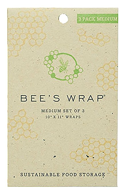 Bee's Wrap Sustainable Reusable Food Storage Medium Set of 3 Wraps 10" x 11"