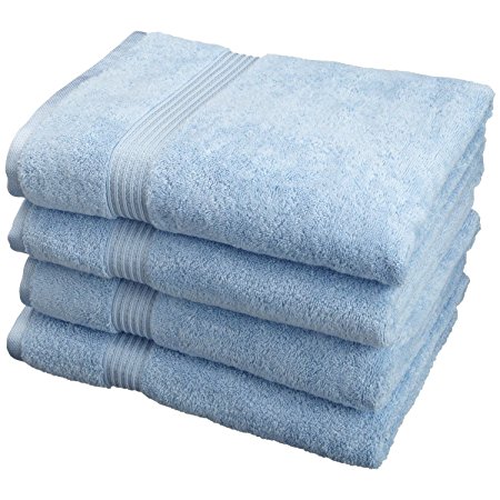 Superior Luxurious Soft Hotel & Spa Quality Bath Towel Set of 4, Made of 100% Premium Long-Staple Combed Cotton - Light Blue, 30" x 54" each