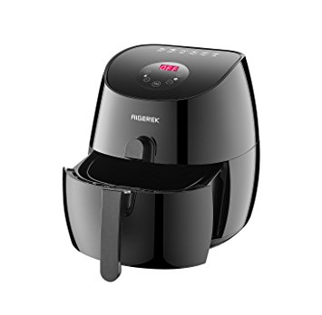 AIGEREK ARK-200BE Digital Healthy Airfryer, Electric Oil Free Power Air Fryer with Fried Air, Up to 80% Less Fat, Smart Touch Screen, Accurate Temperature Control, Black, 3.2-Liter