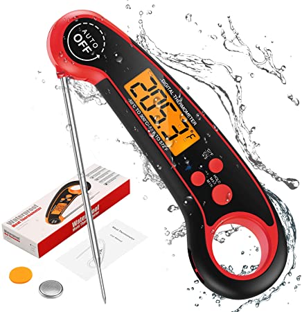 (New Version) Instant Read Thermometer, Candy Thermometer, Digital Cooking Thermometer with High Accuracy and Calibration, for BBQ, Grill, Kitchen, Baking (Battery Included)