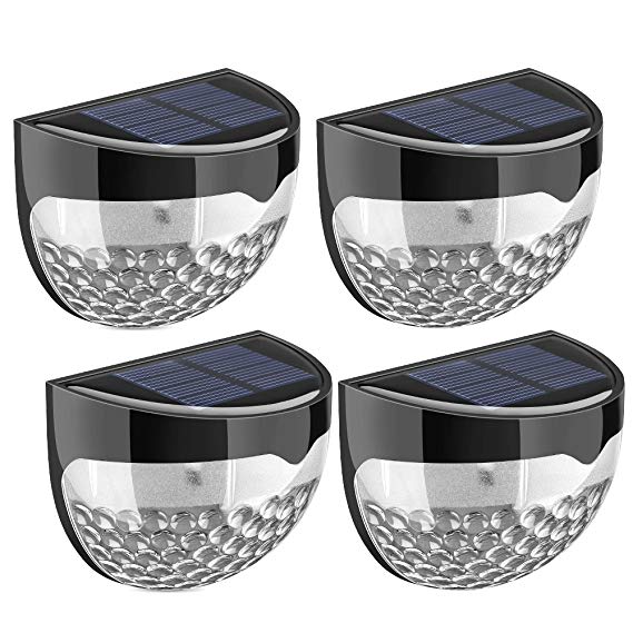 TOPELEK Solar Fence Lights, Decorative Lights 6 LED Garden Lights, Waterproof Solar Lights Wireless Outdoor Lights for Patio, Fence, Yard, Garden, Garage, Stairway, Gate, Wall (Pack of 4)