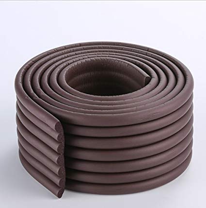 2 Meters (6.5 Ft) Long 8 CM Wide Table Wall Edge Protectors Foam Baby Safety Bumper Guard Protector (brown)