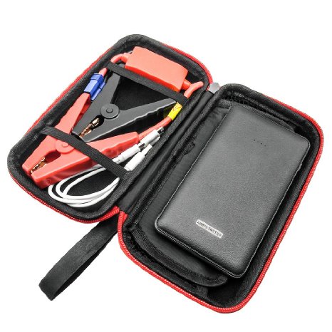 eCoreCell - Q11 6000mah Multi-function Vehicle Car Jump Starter Mobile Power Bank Battery Charger Emergency Kit with LED Torch Flashlight for Cell Phones (Black)