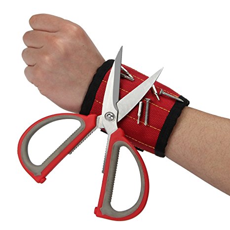 ANPHSIN Magnetic Wristband Embedded With 5 Super Powerful Magnets - Magnetic Wrist Arm Band for Holding Screws, Nails, Scissors, and Small Tools
